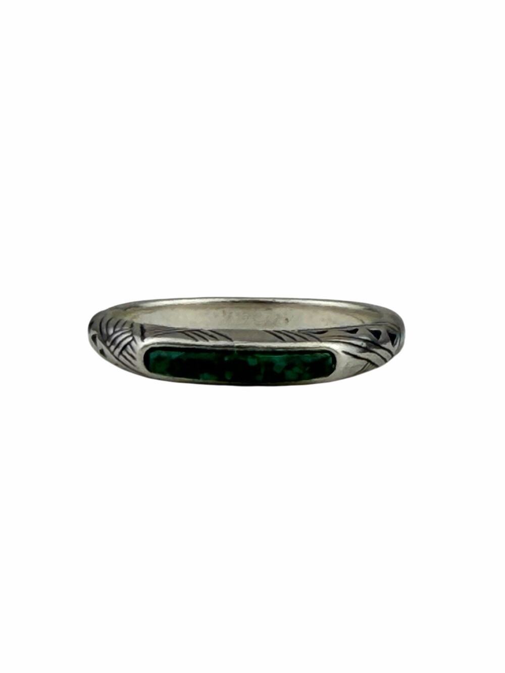 Carolyn Pollack Relios Sterling Silver Stacking Ring Malachite Size 7